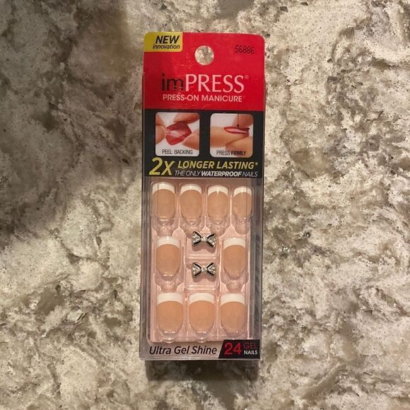 NEW Impress Press-On 24 Nails French Gel, rock it - Picture 1 of 3